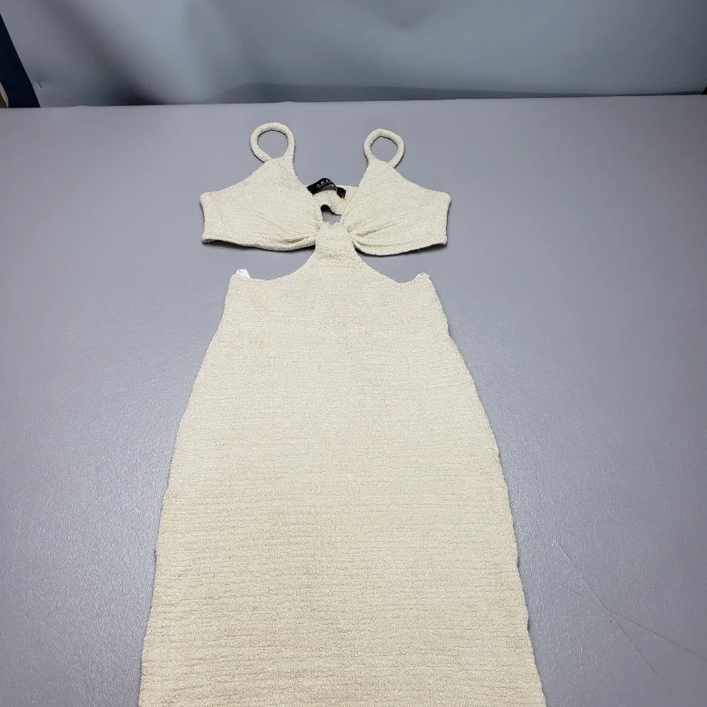 Akira open side's cream mini dress women's size small